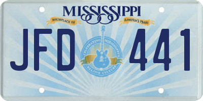 MS license plate JFD441