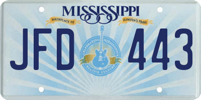MS license plate JFD443