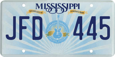 MS license plate JFD445