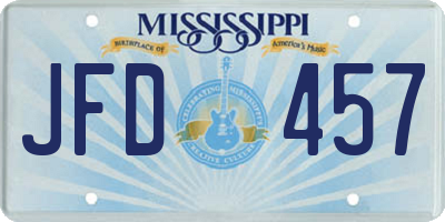 MS license plate JFD457