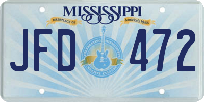MS license plate JFD472