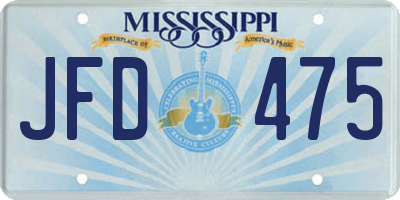 MS license plate JFD475