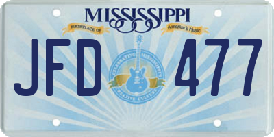 MS license plate JFD477