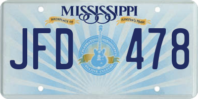 MS license plate JFD478