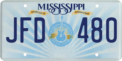 MS license plate JFD480