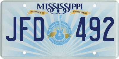 MS license plate JFD492