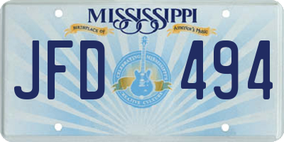 MS license plate JFD494