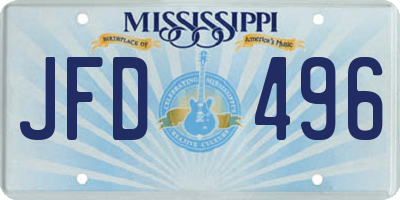 MS license plate JFD496