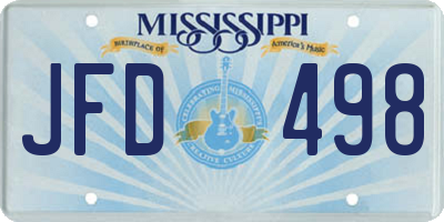 MS license plate JFD498
