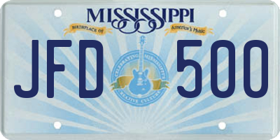 MS license plate JFD500