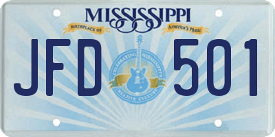 MS license plate JFD501