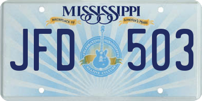 MS license plate JFD503