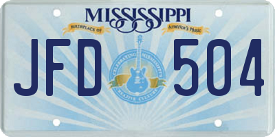 MS license plate JFD504