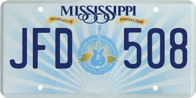 MS license plate JFD508
