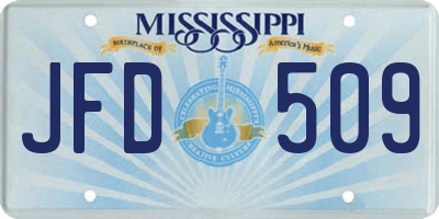 MS license plate JFD509