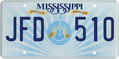 MS license plate JFD510