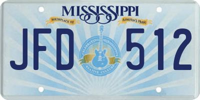 MS license plate JFD512