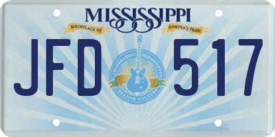 MS license plate JFD517