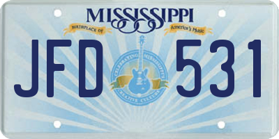 MS license plate JFD531