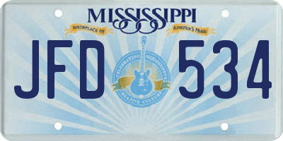 MS license plate JFD534