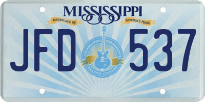 MS license plate JFD537