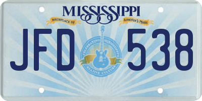 MS license plate JFD538