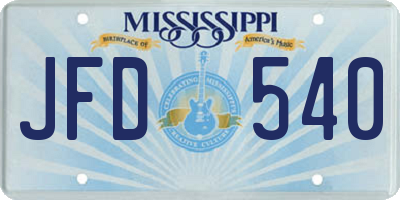 MS license plate JFD540