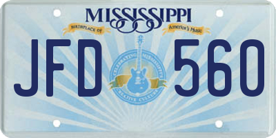 MS license plate JFD560