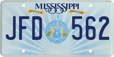 MS license plate JFD562