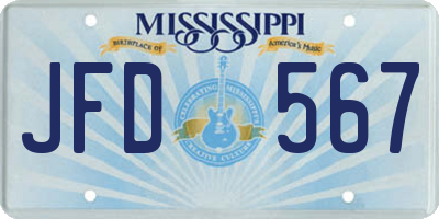 MS license plate JFD567