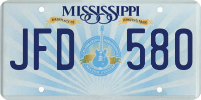 MS license plate JFD580