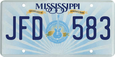 MS license plate JFD583