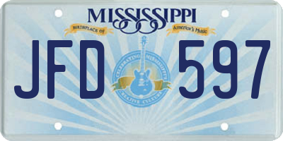MS license plate JFD597