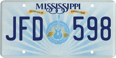 MS license plate JFD598