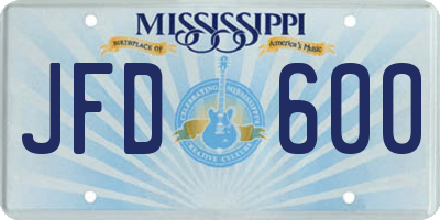 MS license plate JFD600