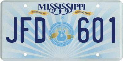 MS license plate JFD601