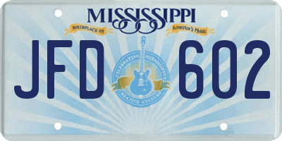 MS license plate JFD602