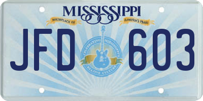 MS license plate JFD603