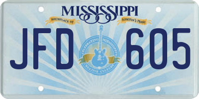 MS license plate JFD605