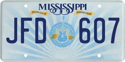 MS license plate JFD607