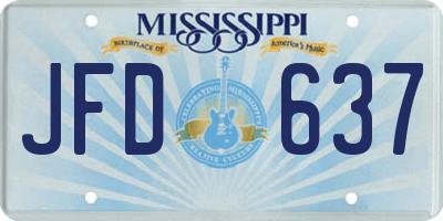MS license plate JFD637