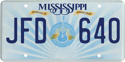 MS license plate JFD640
