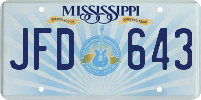 MS license plate JFD643