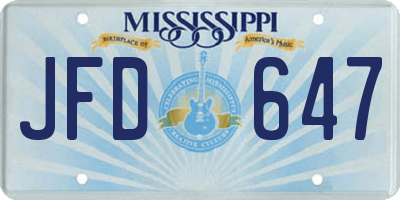 MS license plate JFD647