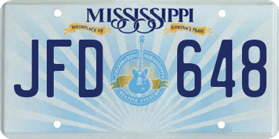 MS license plate JFD648