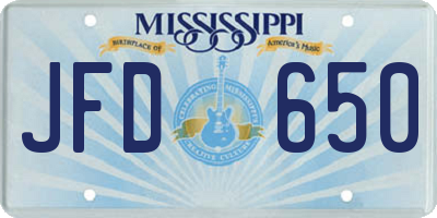 MS license plate JFD650