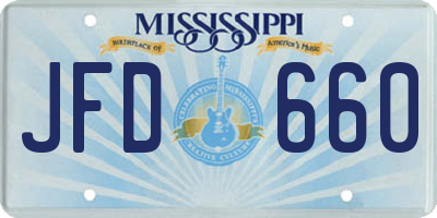 MS license plate JFD660