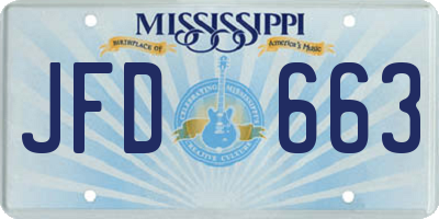 MS license plate JFD663