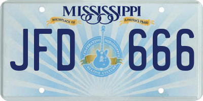 MS license plate JFD666