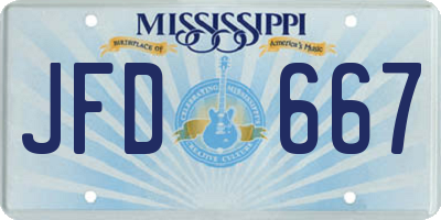 MS license plate JFD667